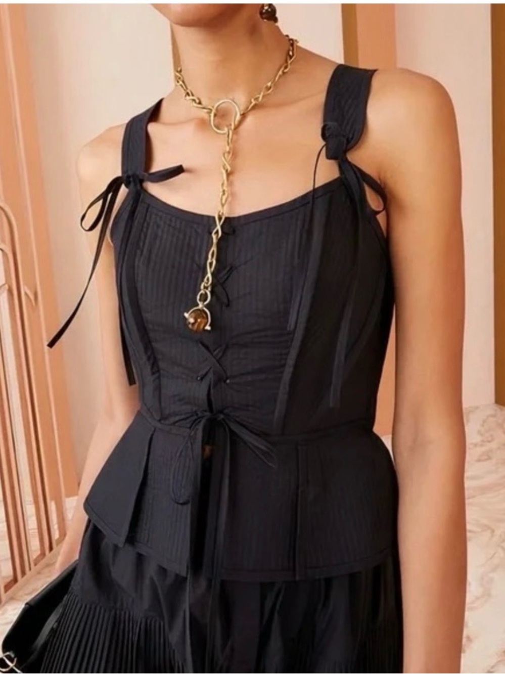 Ulla Johnson Luz Black Corset Top SZ 0